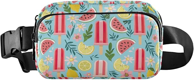 Watermelon Lemon Ice Cream Fanny Pack for Women Men Water Resistant Fashion Waist Packs with Adjustable Strap Belt Bag for Travel Workout Jogging Hiking 21220408