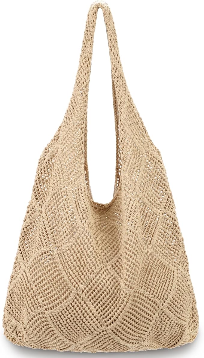 hatisan Crochet Bags for Women - Summer Beach Tote, Aesthetic Hippie Knit Bag