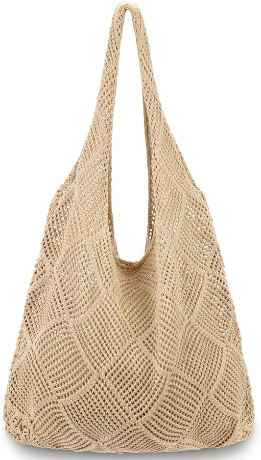 hatisan Crochet Bags for Women - Summer Beach Tote, Aesthetic Hippie Knit Bag