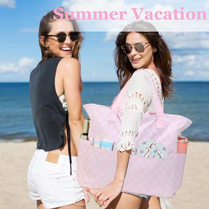 LEDAOU Beach Bag Waterproof Sandproof Women Beach Tote Pool Bag with Zipper for Swim Gym Grocery Travel with Wet Pocket | Sandproof, with Zipper, for Gym, Grocery, Travel, with Wet Pocket