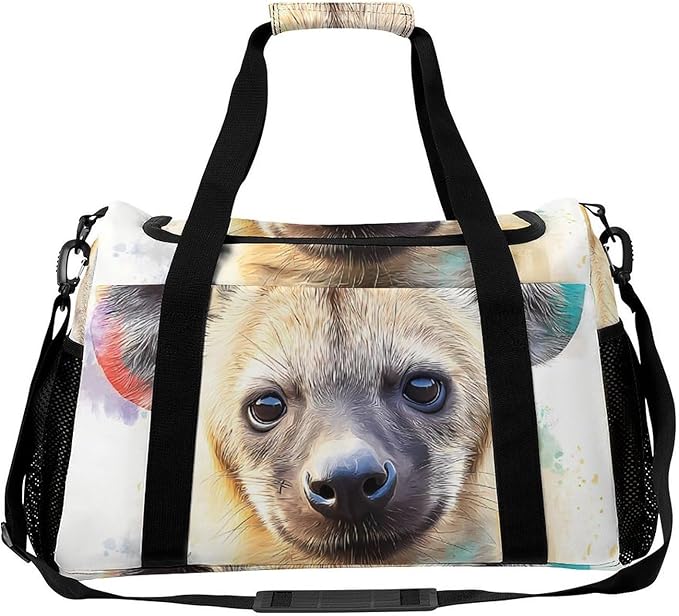 Hyena Dog Duffle Bag Gym Bag for Workout Travel Tote with Detachable Straps