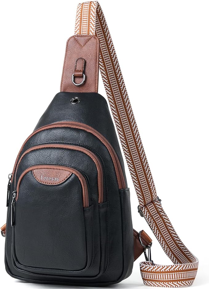 10L Crossbody Sling Bag for Women Men Anti Theft Cross Body Fanny Pack Belt Bag Purse Gifts for Women Faux Leather, Black Brown