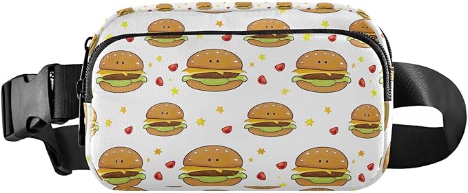 Kawaii Hamburger Fanny Pack for Women Men Water Resistant Fashion Waist Packs with Adjustable Strap Belt Bag for Travel Workout Jogging Hiking 21219482