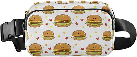 Kawaii Hamburger Fanny Pack for Women Men Water Resistant Fashion Waist Packs with Adjustable Strap Belt Bag for Travel Workout Jogging Hiking 21219482
