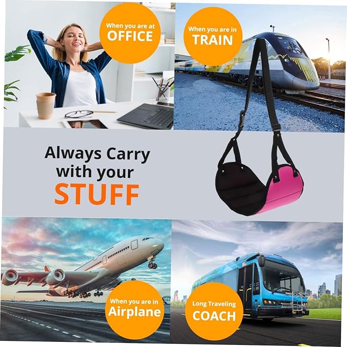 Airplane Footrest Hammock Portable Foot Rest for Air Travel Train Bus Comfortable Foot Support for Trips Accessory Rose Red