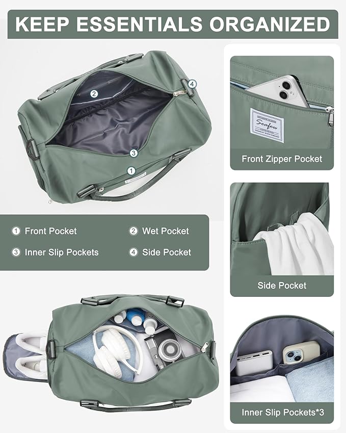 Gym Bag Womens Mens with Shoes Compartment and Wet Pocket Travel Duffel Bag for Women for Plane Sport Gym Tote Bags Swimming Yoga Waterproof Weekend Overnight Carry on Bag Hospital Holdalls