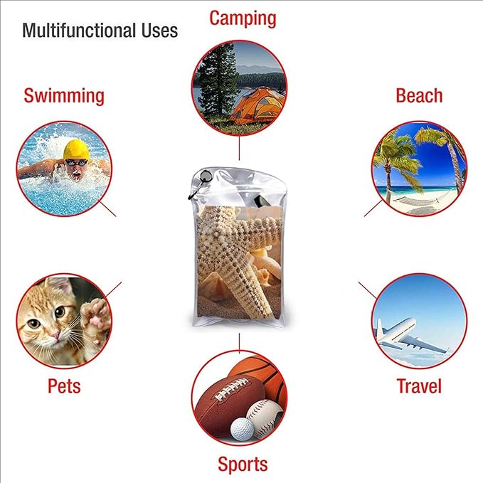 Beach Towel Sand Free Quick Dry Towel Microfiber Oversized Seashells Starfish On Beach Travel Towel 27.5"X55" Absorbent Bath Towel Compact Towel Blanket for Women Men Camping Swim Sports