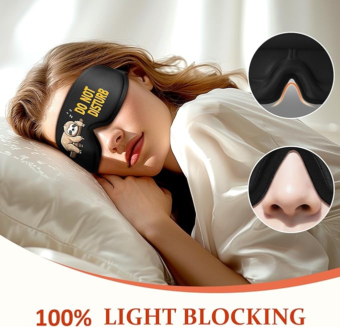 Funny 3D Zero Pressure Sleep Eye Mask for Men Women Side Sleeper, Adjustable Blackout Soft Breathable Eye Masks for Travel Nap Night Sleep, Humorous Gift Stocking Stuffers (DO NOT Disturb)