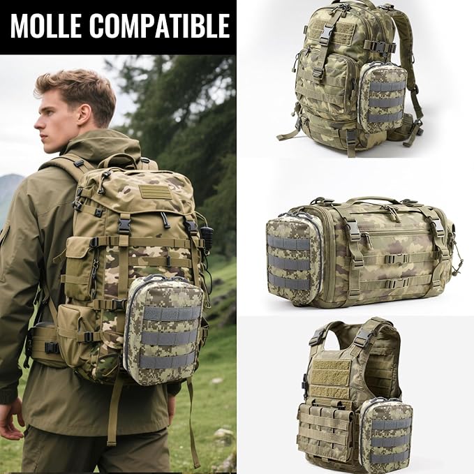 Qavctw Tactical Pouch Utility Organizer Molle Pouches EMT Ifak Medical First Aid Kit Utility Pouch with Two Zippers for Outdoor Tactical Survival Bag