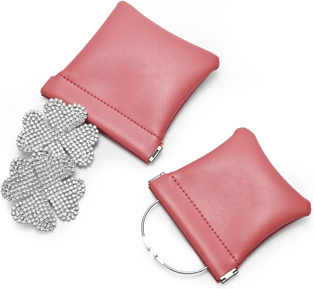 PU Leather Jewelry Travel Bag Leather Jewelry Pouch Christmas,Wedding Party Favor Gift Bag (L, Pink)