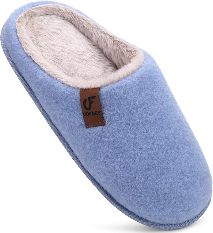 COFACE Mens Cozy Memory Foam Scuff Slippers Casual Slip On Warm House Shoes Indoor/Outdoor Sandal Slippers With Arch Support Rubber Sole Size 7-15