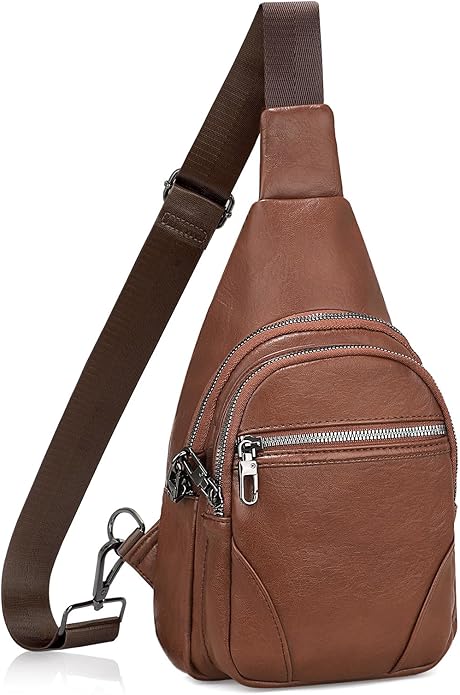 JASGOOD Anti Theft Crossbody Travel Bag for Women Men PU Leather Sling Bag with Adjustable Strap