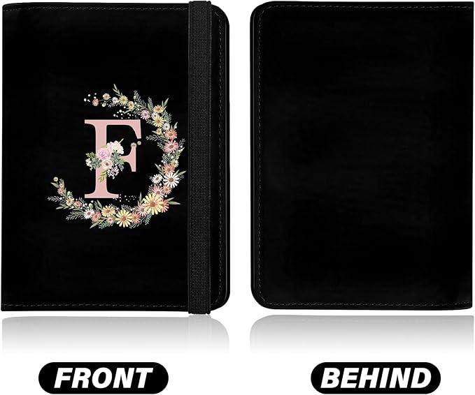 Cute Passport Holder and Holder Combo Passport Cover with RFID Blocking Women Men Compatible Wallet Credit Card Protector (Black-F)