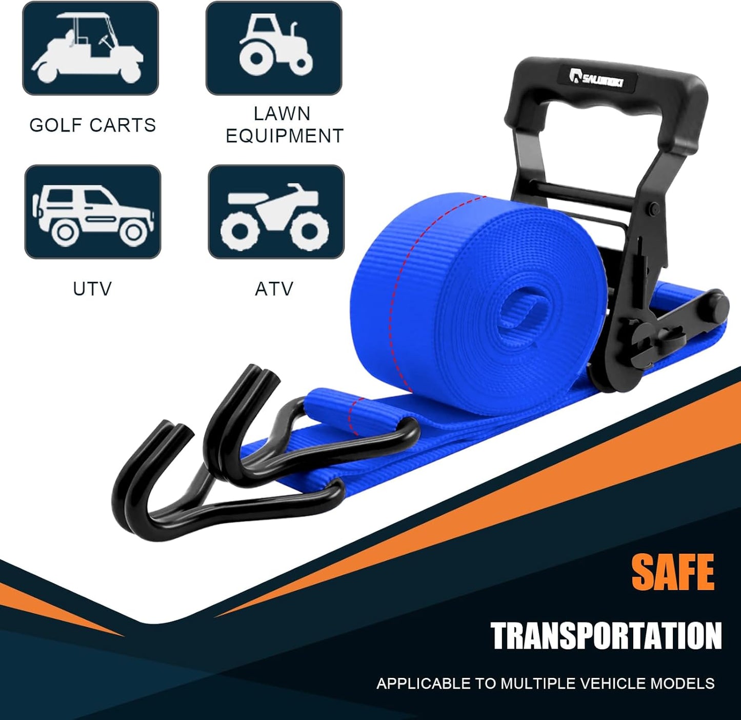 6 Pack 2 inch Ratchet Straps Heavy Duty J Hook 2 in x 15ft with Strong Ratcheting, Cargo Load Tie Down Strap 2200lbs Working Load for Trucks Blue