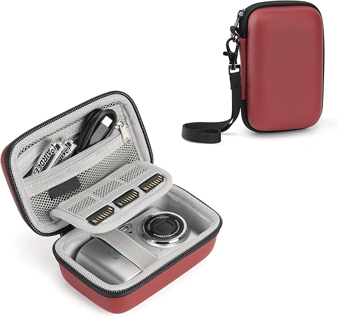 Digital Camera Case Compatible for KODAK PIXPRO FZ45-BK/FZ55, CAMKORY DC403, STUOGYUM DC402-AF, Travel Compact Camera Holder for Accessories, Red