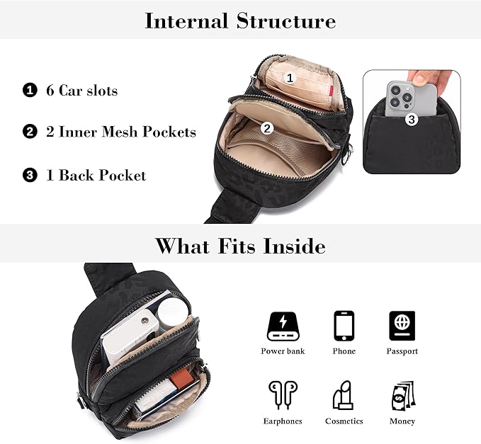 NEICOA Anti Theft Crossbody Bags for Women Small Nylon RFID Sling Bag Lightweight Travel Purse for Daily Casual Use(Leopard)