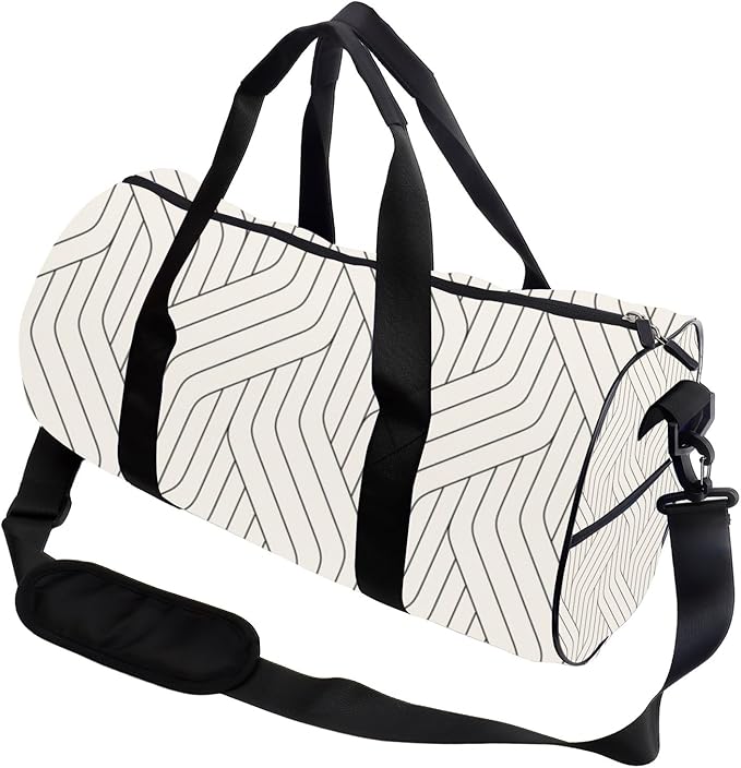 Minimalist Geometric Design Foldable Gym Bags For Women Oxford Tote Bags Adjustable Shoulder Strap, Convertible Carry Backpack Gym Bag Cute For Sport Overnight Backpack Men