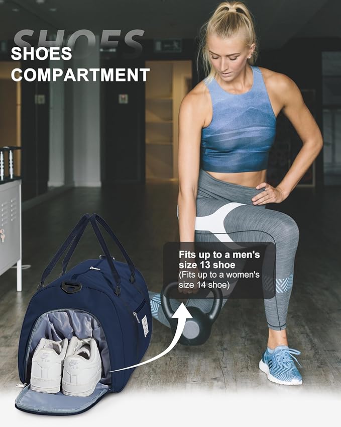 Gym Bag Womens Mens with Shoes Compartment and Wet Pocket Travel Duffel Bags for Women for Plane Sport Gym Tote Bags Swimming Yoga Waterproof Weekend Overnight Bag Carry on Bag Hospital Holdalls