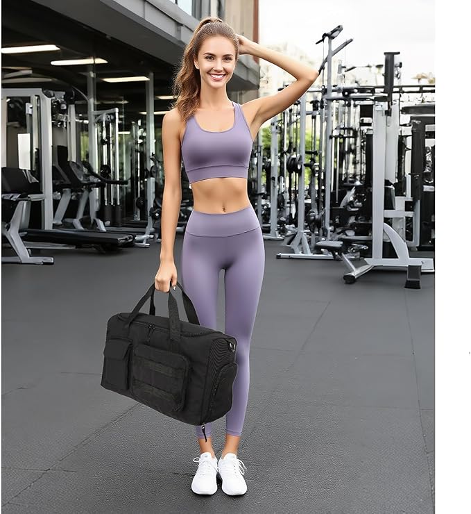 Gym Bags for Women & Men - Lightweight Travel Duffle Bag with Shoes Compartment & Wet Pocket, Durable Carry-on Weekend Bag, Medium