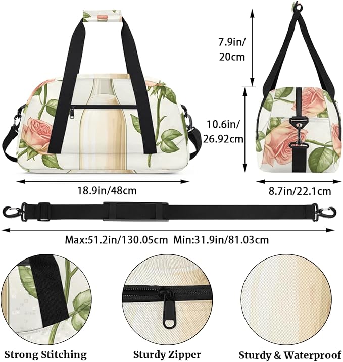 Rose Milk Kids-Duffel-Bags Gymnastics Dance Bag Carry-On Overnight Travel Gym Lightweight Dance Sports Bags For Girls Boys Kids，