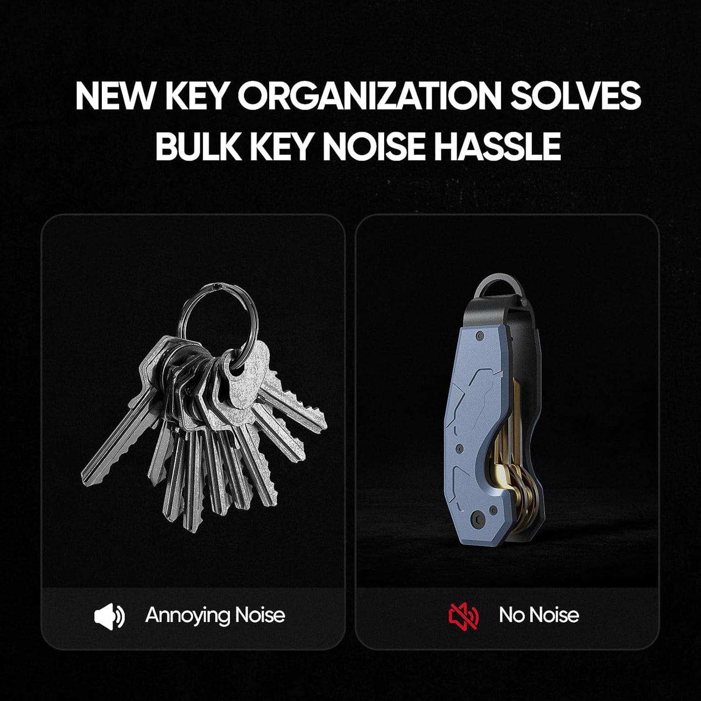 Zeeker Compact Key Organizer Keychain with Built-in Tools – Holds 1-6 Keys, Includes Bottle Opener, Hex Wrench, and Serrated Cutter – Minimalist Key Holder for Men and Women (Blue)