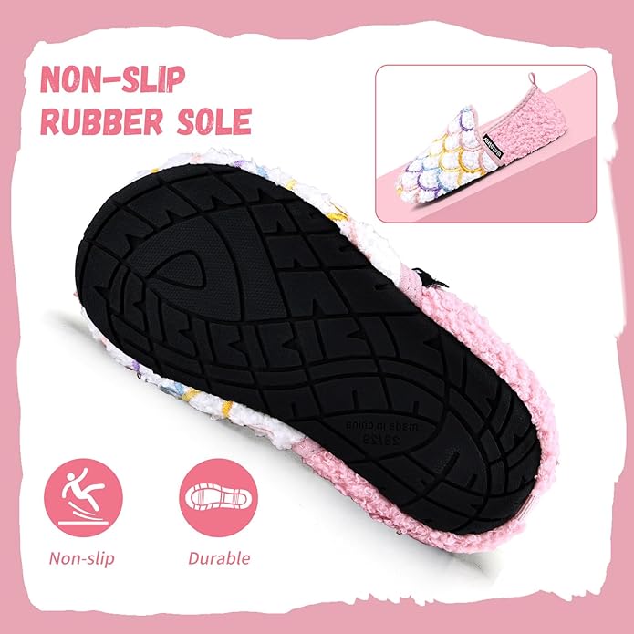 WateLves Kids Toddler Slippers Boys Girls House Shoes Slip on Sock Slippers Lightweight Winter Indoor Outdoor Walking Shoes