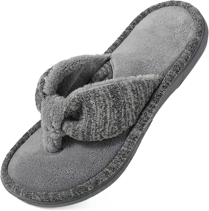 Wishcotton Women's Memory Foam Spa Thong Flip Flops Cozy Indoor Slippers, Ladies Summer Lightweight Open Toe House Sandals