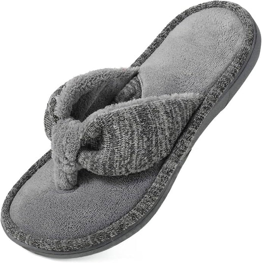 Wishcotton Women's Memory Foam Spa Thong Flip Flops Cozy Indoor Slippers, Ladies Summer Lightweight Open Toe House Sandals