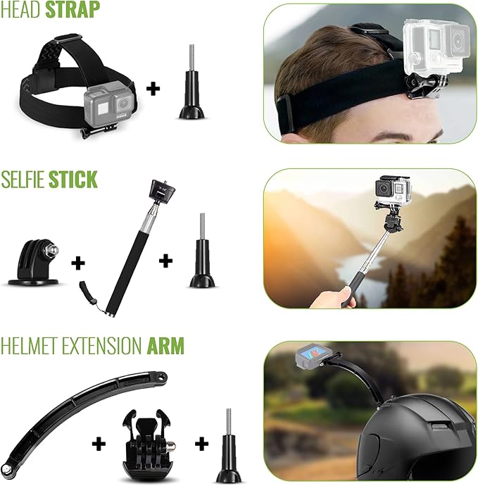 50-in-1 Action Camera Accessories Kit - Compatible with GoPro Hero 13 to 7, Max, Fusion, Insta360, DJI Osmo, AKASO & More
