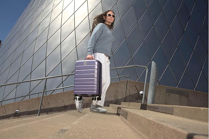 Skyway Epic 2.0 Hardside Lightweight and Durable ABS Shell Luggage, Spacious with 8-Wheel Spinners, Comfort Grip with Telescoping Handle, Men and Women, Silver Lilac, 2-Piece Set (20,28)