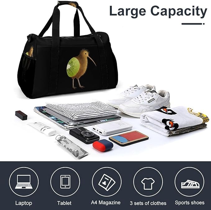 Kiwi Bird Duffle Bag Gym Bag for Workout Travel Tote with Detachable Straps