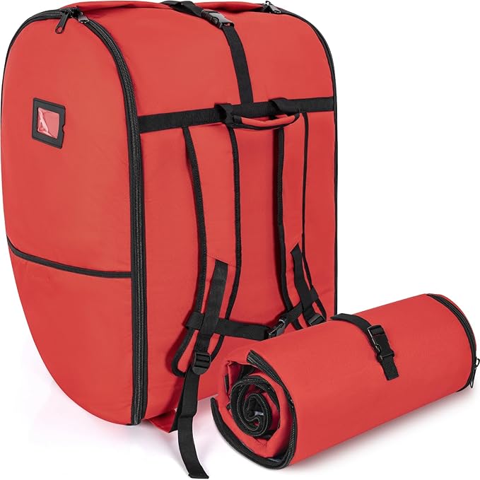 Padded Car Seat Travel Bag Compatible with Doona, Infant Car Seat Travel Bag, Foldable Car Seat Stroller Gate Check Bag for Airplane (Cherry Red)
