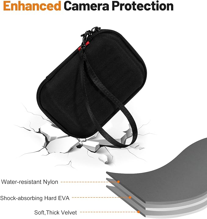 Cwatcun Carrying & Protective Case for Digital Camera with 2 Carrying Ways, Hardshell Lightweight Small Camera Sling Case Compatible with KODAK PIXPRO/Canon PowerShot/Sony DSCW800 DSCW830