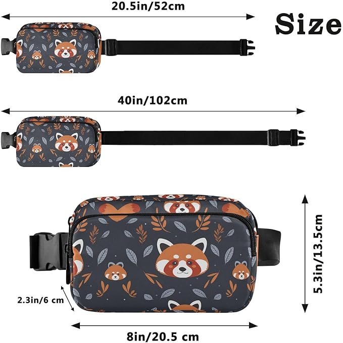 Kawaii Red Panda Fanny Pack for Women Men Water Resistant Fashion Waist Packs with Adjustable Strap Belt Bag for Travel Workout Jogging Hiking 21219403