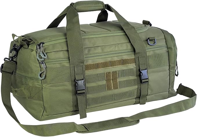 Hannibal Tactical 50L Large Duffle Bag, 3-in-1 Tactical Backpack MOLLE Pack for Sports/Gym/Outdoor, Olive Green