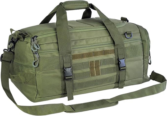 Hannibal Tactical 50L Large Duffle Bag, 3-in-1 Tactical Backpack MOLLE Pack for Sports/Gym/Outdoor, Olive Green