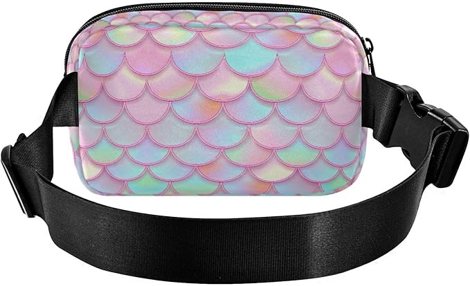 Colorful Mermaid Scale Fanny Pack for Women Men Water Resistant Fashion Waist Packs with Adjustable Strap Belt Bag for Travel Workout Jogging Hiking 21219393