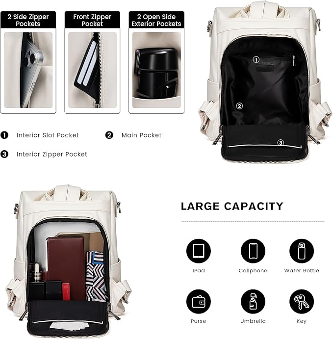 molshine Backpack,Fashion Casual Travel PU Leather Daypack Bag Shoulder Rucksack Handbags for Women HB041