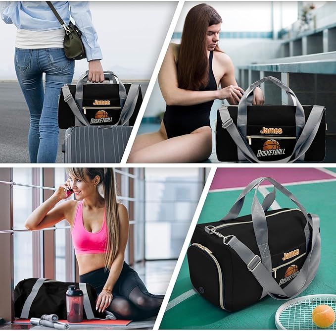 Personalized Tactical Gym Bag For Men，Custom Travel Duffel Bag with Name，Sports Workout Travel Bag with Shoes Compartment-Basketball 3