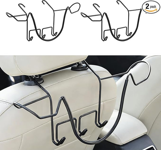 2 Pack Cowboy Hat Rack for Car Truck Accessories for Men Women Hard Hats Holder for Automotive Seat Back Storage Organizers for Hardhat Baseball Caps Stuff Valentines Gifts - Suitable for Most Hats