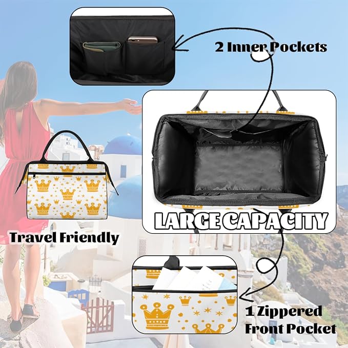 Golden Crown Overnight Weekender Bag for Women Men Travel Duffel Bags Waterproof Luggage Carry on Sports Yoga Gym Bag