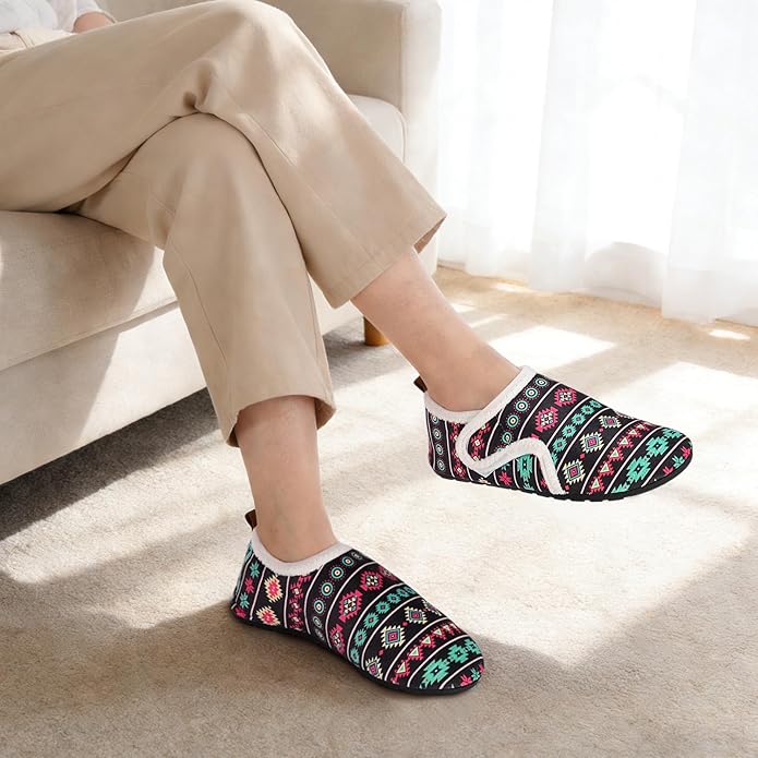 Ultrafun House Slippers for Women Men Slip on Barefoot Slippers Socks Soft Lightweight Rubble Sole House Shoes Indoor/Outdoor