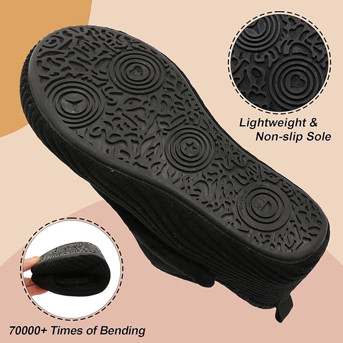 BARERUN Slippers for Women Men Wide House Diabetic Shoes for Women Men Warm Arthritis Edema Swollen Neuropathy Socks Slip on Adjustable Fuzzy Comfy Soft Womens Mens Bedroom Sliipers