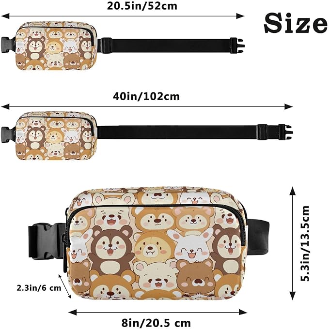 Kawaii Teddy Bear Rabbit Fanny Pack for Women Men Water Resistant Fashion Waist Packs with Adjustable Strap Belt Bag for Travel Workout Jogging Hiking 21219331