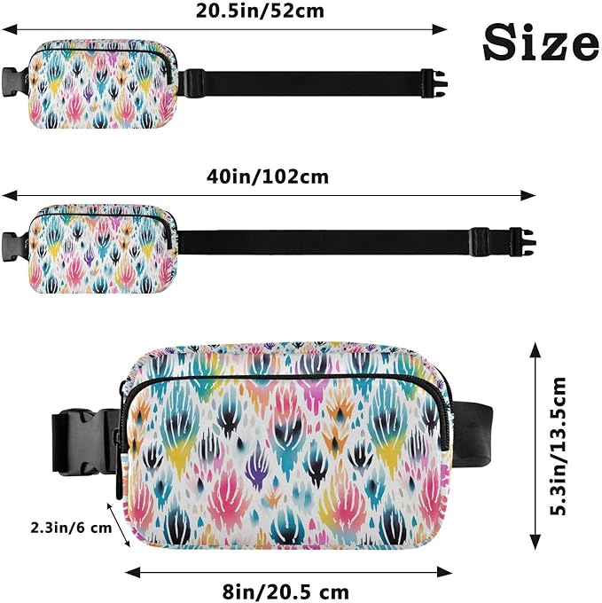 Ethnic Ikat Print Fanny Pack for Women Men Water Resistant Fashion Waist Packs with Adjustable Strap Belt Bag for Travel Workout Jogging Hiking 21219829