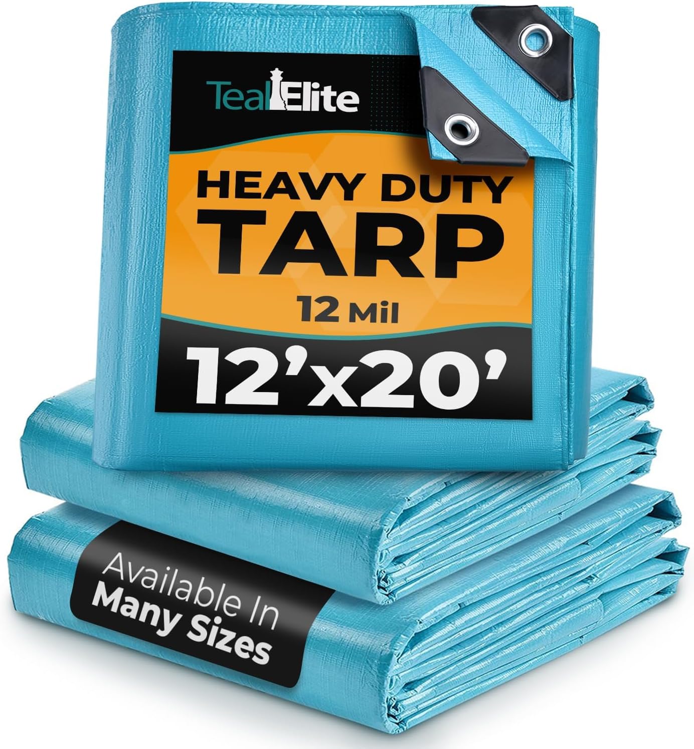 Tarps Heavy Duty Waterproof 12x20-12 mil Thick Camping Tent - Blue Tarp 12x20 UV Resistant, Rip & Tear Proof with Metal Grommets – Multipurpose Use for Camping, Tent, Boat, RV, Car, & Pool Cover