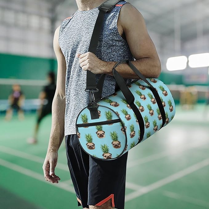 Gym Sports Duffle Bag Pineapple Pug Weekender Carry on Beach Yoga Overnight Luggage Bag Travel Training Workout Bags