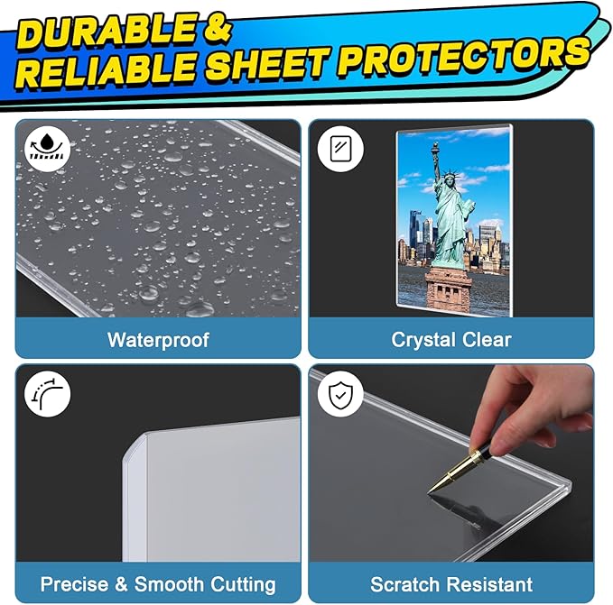 25ct 8"x10" Inch Premium PVC Toploaders, Hard Crystal Clear Plastic Sheet Holders, Sleeves Protectors for Autograph Pictures, Art and Certificates