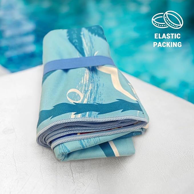 Gogreen Quick Dry Sand Free Beach Towel for Travel Pool Lightweight 71x32 in Absorbent Microfiber Oversized Towels Yoga Bath Camping Sport - Stylish Unique Gift - Coconut Tree