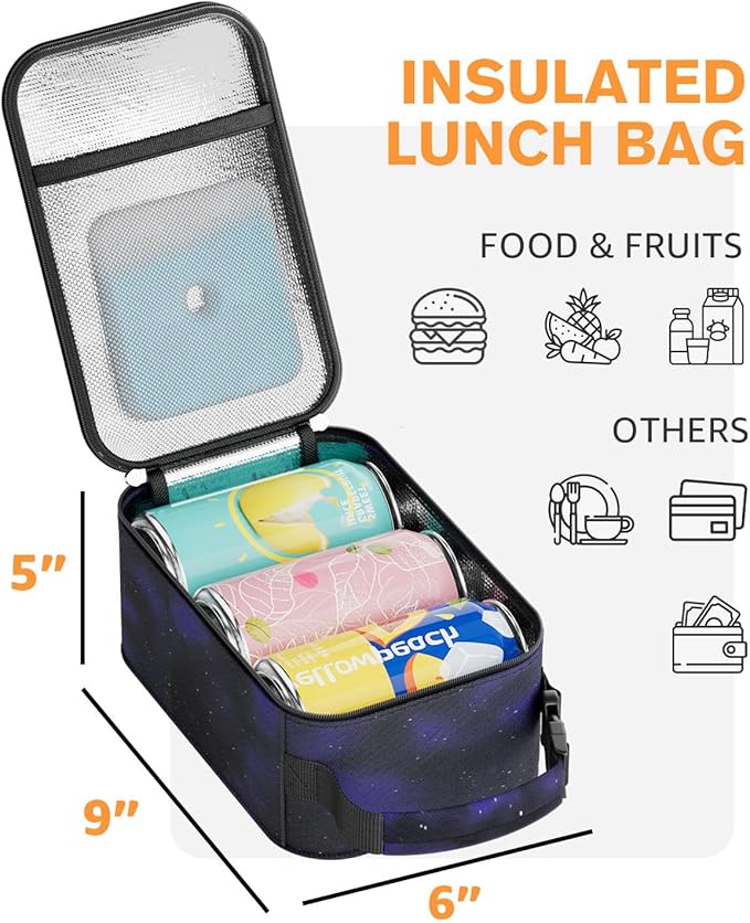 HowFly Small Lunch Box for Men- Small Insulated Snack Bag for Kid - Mini Cooler Bag Resuable Freezable Lunch Bags Thermal Lunchbox for Women Kids Work - Starry Sky